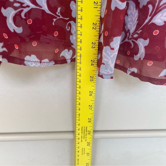 a.n.a Red Floral Sheer Smocked Blouse Long Sleeve Top Size XS NWT - Picture 9 of 10